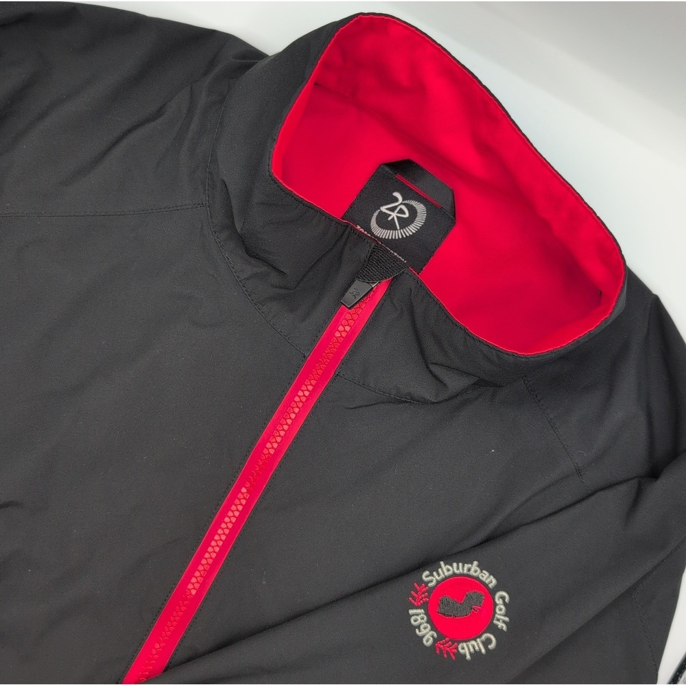 Zero Restriction Tour Series Mens XL Black Red Short Sleeve Golf Windbreaker Zip